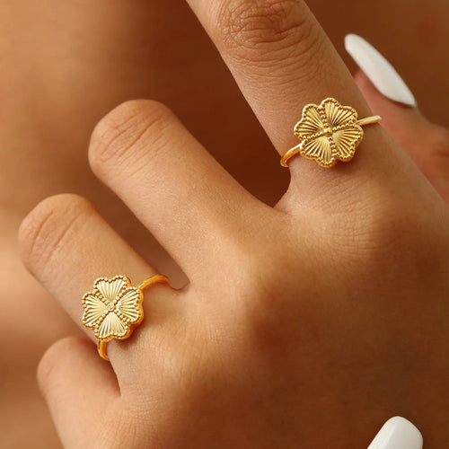 Bague Rétro avec Trèfle à 4 Feuilles