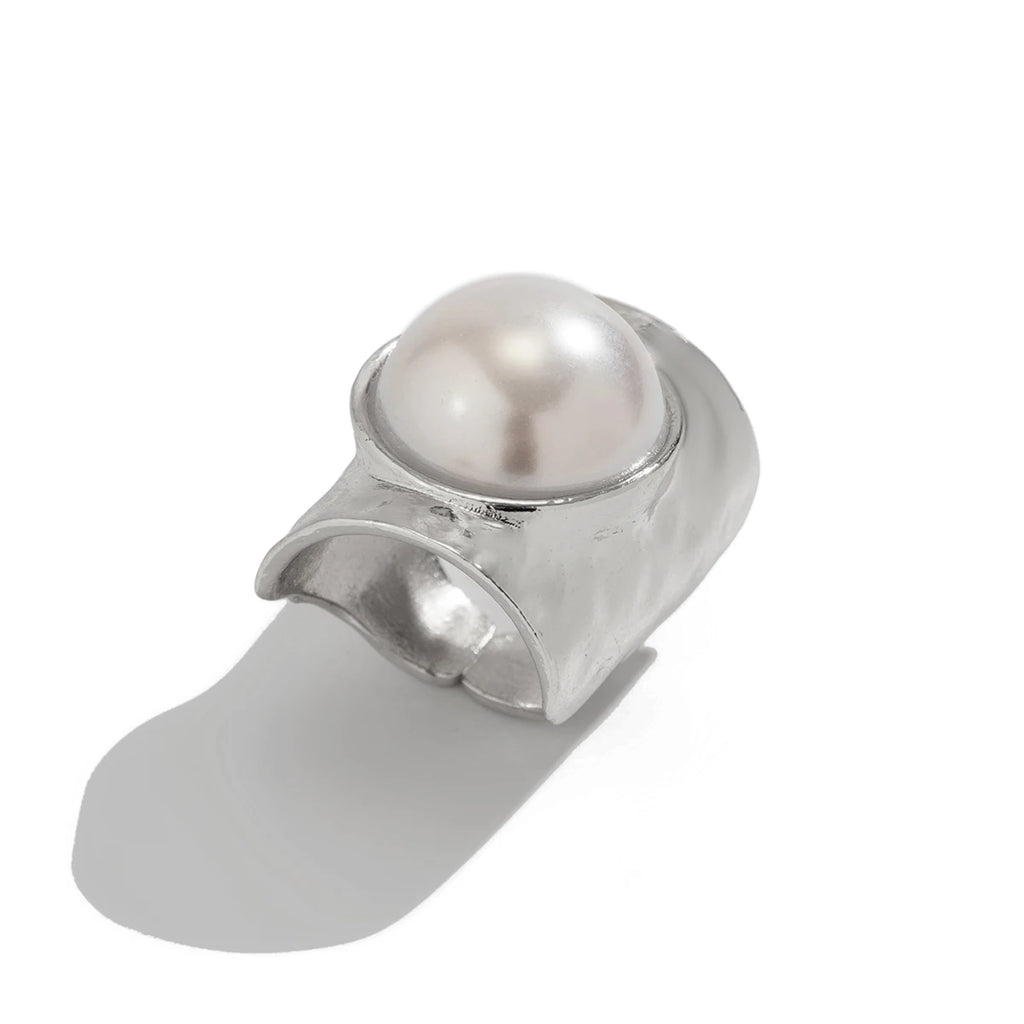 Bague Rétro Femme avec Perle argent