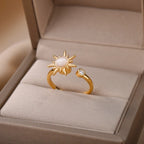 Sonnenring Damen Opalstein Sternring Gold