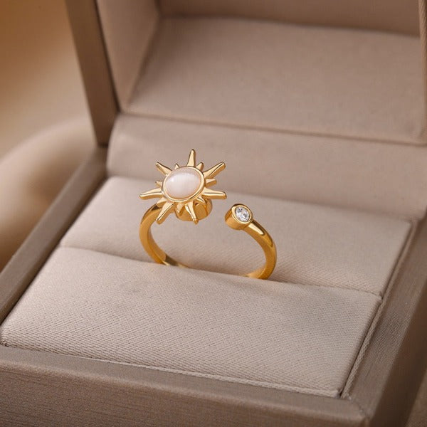 Sonnenring Damen Opalstein Sternring Gold