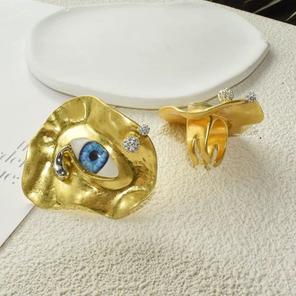 Bague Style Baroque Contre le Mauvais Oeil or