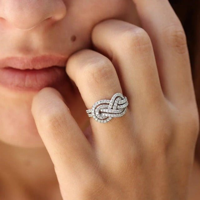 Uendelighedssymbol Ring Flettet Dame Ring med Zirkoner