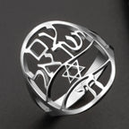 Anello simbolico ebraico con incisione in ebraico stella di David e Haï Chai argento