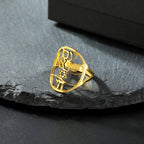 Anello simbolico ebraico con incisione in ebraico stella di David e Haï Chai oro