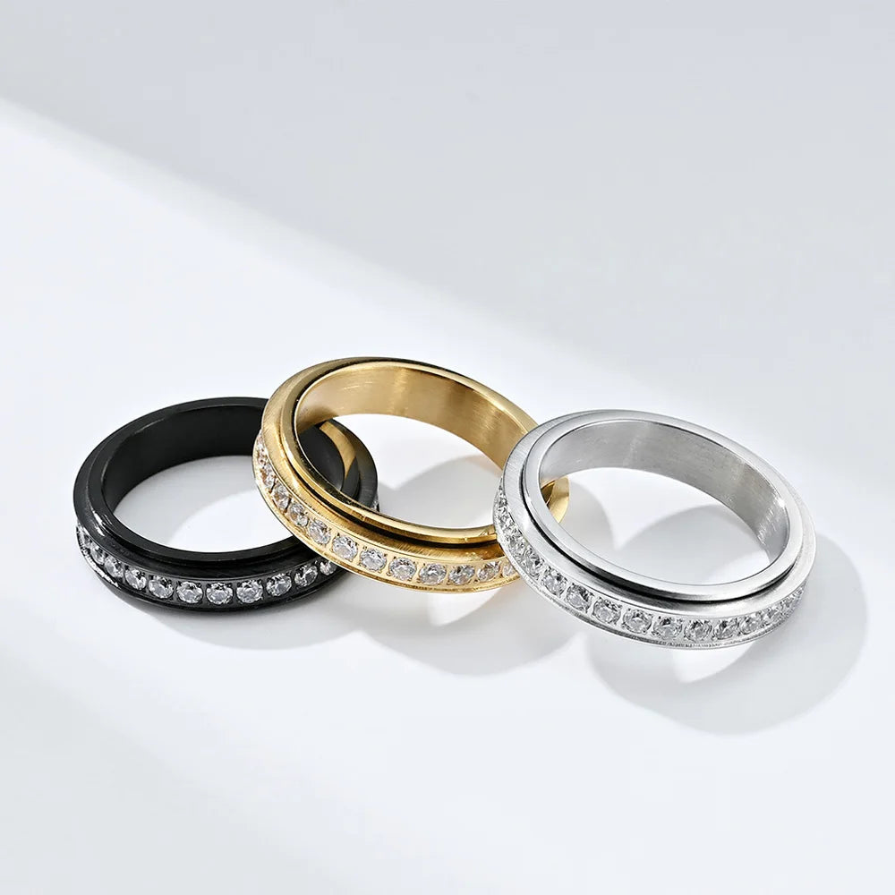 Drehbarer Anti-Stress-Ring mit Zirkonia 