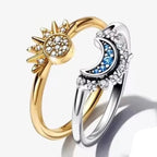 Ringe für Paare Sonnenring mit Sonnen- und Mond-Zirkonia