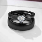 Anelli per Coppie Cuore Anello Romantico e zircone nero