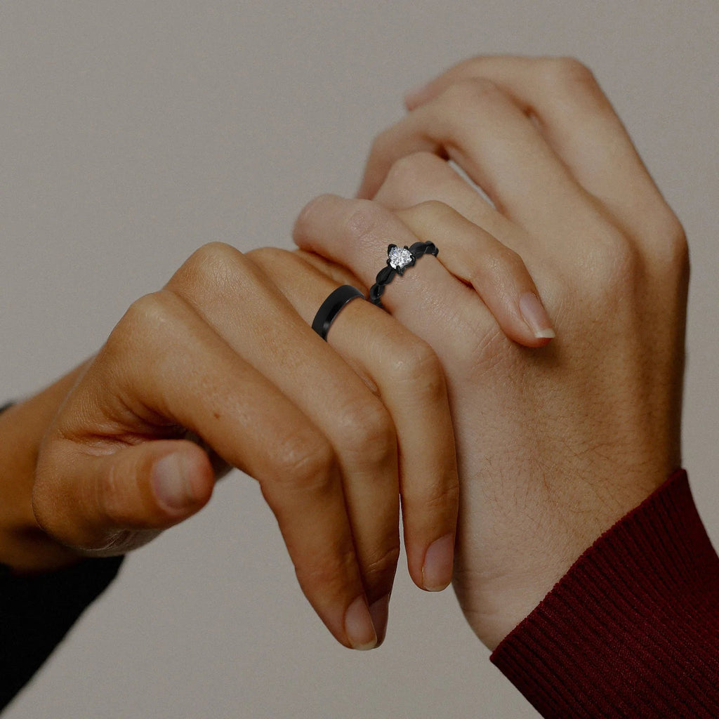 Anelli per Coppie Cuore Anello Romantico e zircone nero