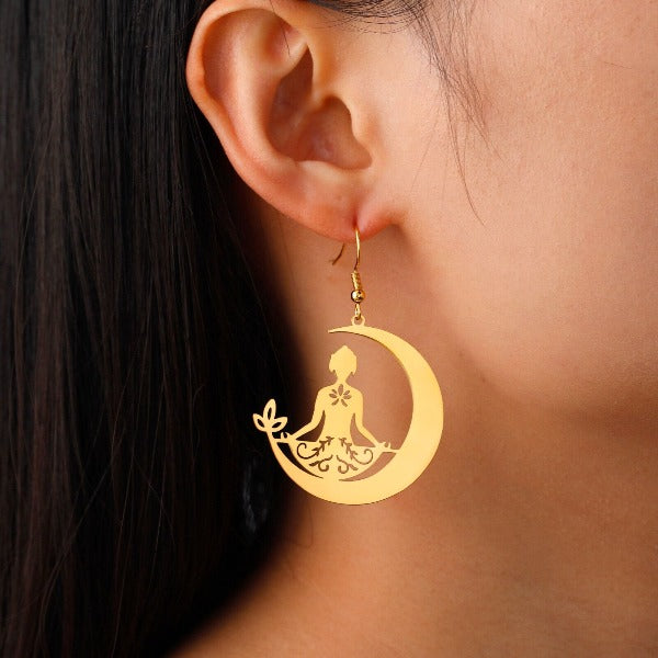 Buddhismus Meditation Ohrstecker Gold