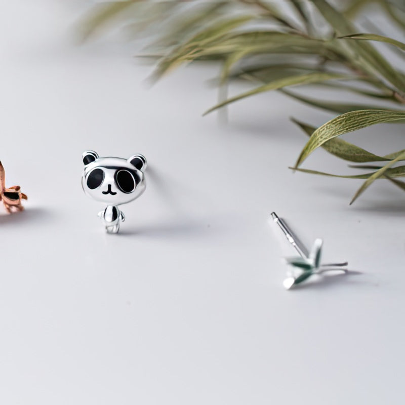 Panda-Ohrring aus Silber 
