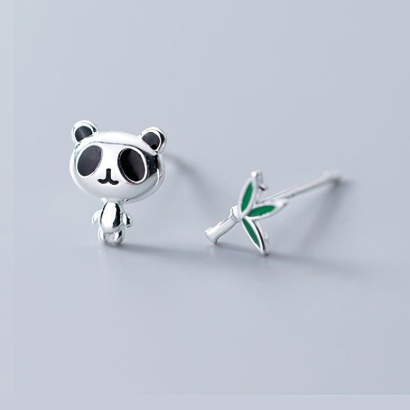 Panda-Ohrring aus Silber 