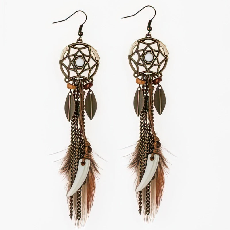 Boucles d'Oreille Attrape Rêve Plume