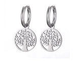 Boucles d'Oreilles Arbre de Vie Créoles Pendantes argent
