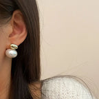 Orecchini con doppia perla argento