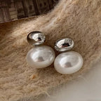 Orecchini con doppia perla argento