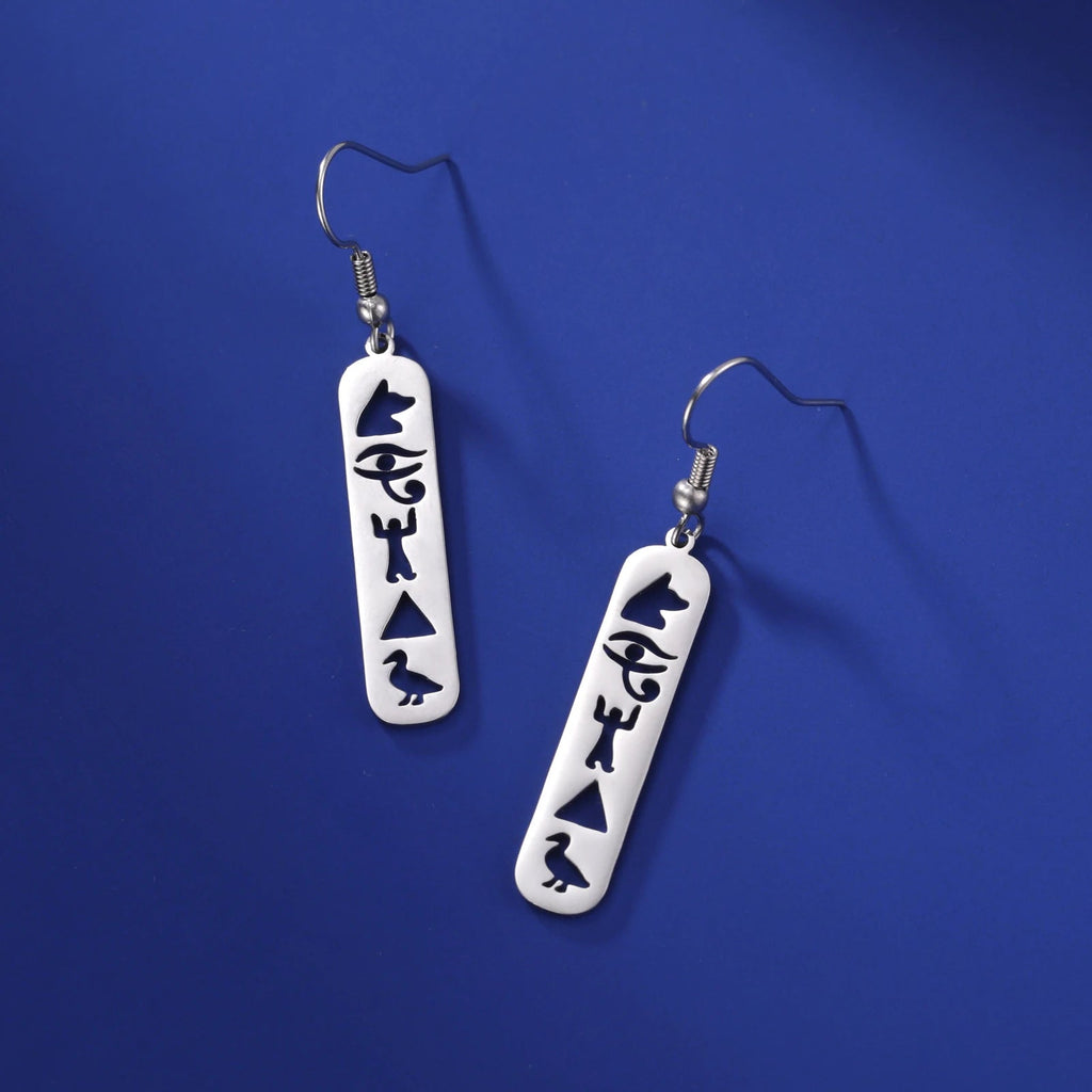 Orecchini Cartucce Geroglifiche Egitto argento stile B