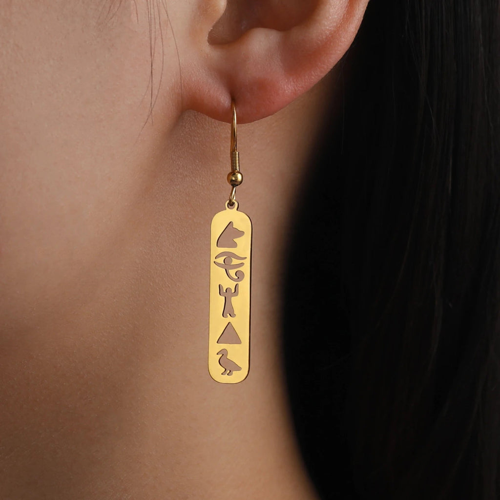 Orecchini Cartucce Geroglifiche Egitto oro stile B