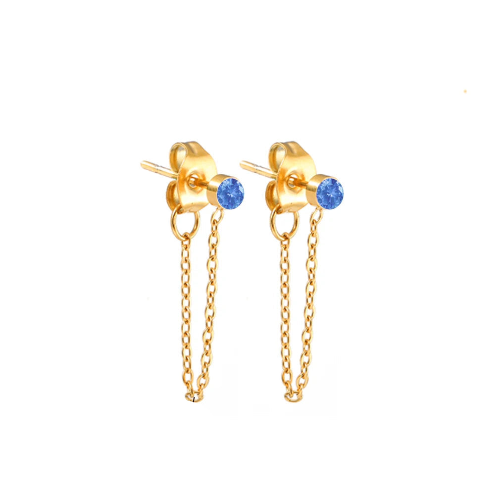Boucles d'oreilles chaîne et pierre de naissance mars