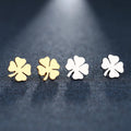 Boucles d'Oreilles Clou avec Trèfle à 4 Feuilles Porte Bonheur or
