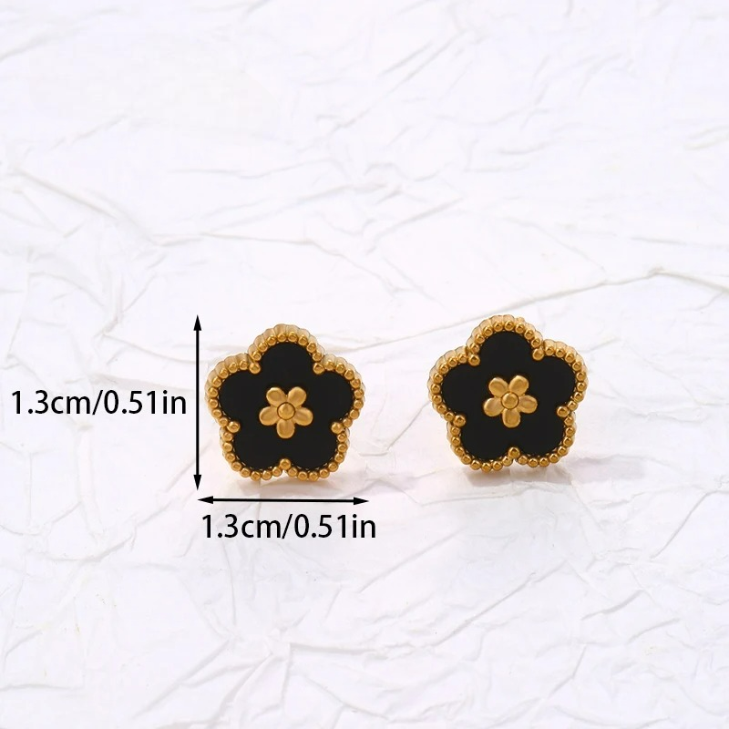 Boucles d'Oreilles Clou avec Trèfle à 5 Feuilles