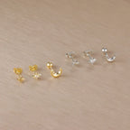 Boucles d'Oreilles Clou Croissant de Lune et Etoiles argent