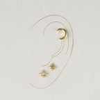 Boucles d'Oreilles Clou Croissant de Lune et Etoiles 