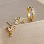 Boucles d'Oreilles Clou Etoiles en Zircon pour Femmes or