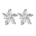 Orecchini a perno Grande Fiore Asimmetrico argento