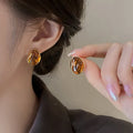 Boucles d'Oreilles Clou Oeil de Tigre de Protection Femme
