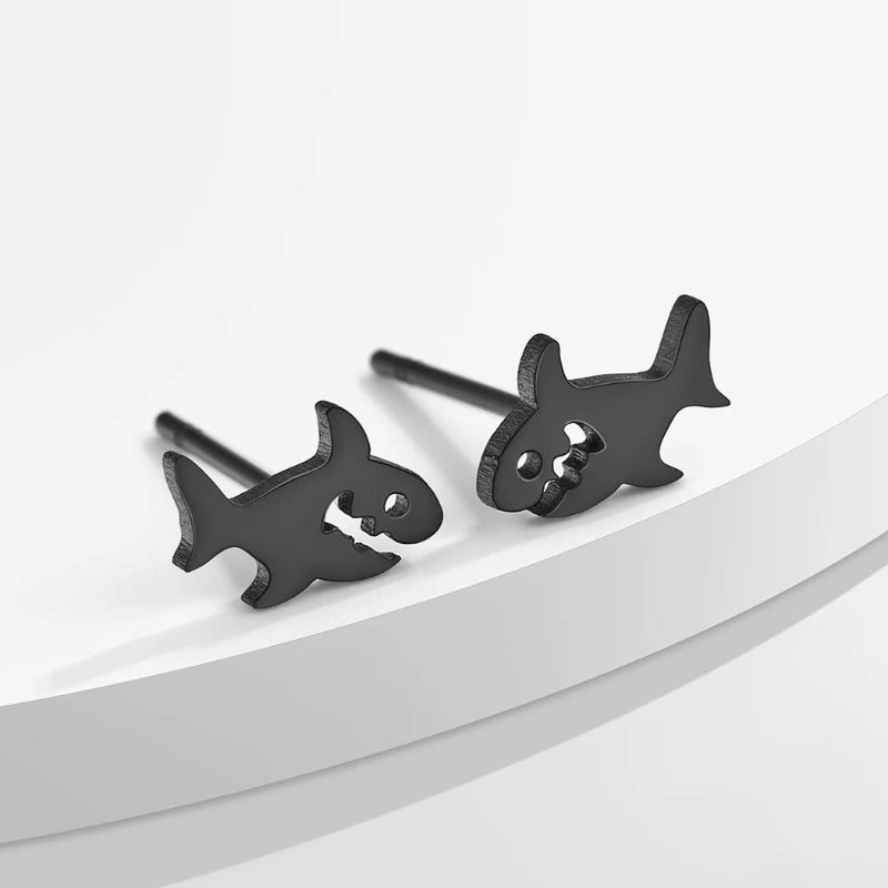 Ohrstecker Hai Schwarz