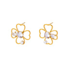 Boucles d'Oreilles Clou Trèfle à 4 Feuilles Porte Bonheur