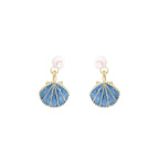 Pendientes de Conchas Saint-Jacques Azules Concha