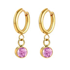 Boucles d'Oreilles Créoles avec Zircon Pierre de Naissance