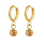 Boucles d'Oreilles Créoles avec Zircon Pierre de Naissance