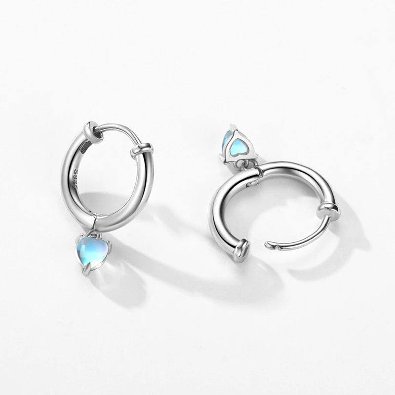 Boucles d'Oreilles Créoles Coeur Fertilité Pierre de Lune