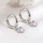 Boucles d'Oreilles Créoles Coeur Pierre de Lune