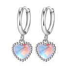Boucles d'Oreilles Créoles Coeur Pierre de Lune