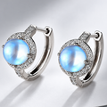 Boucles d'oreilles créoles et pierre de lune