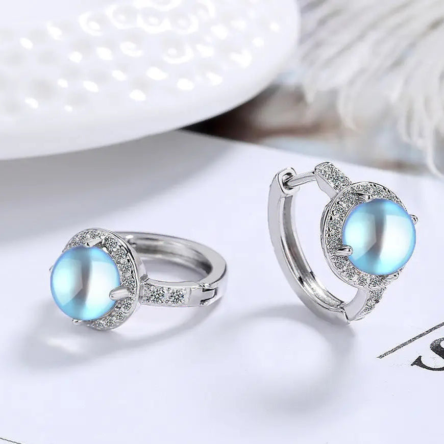 Boucles d'oreilles créoles et pierre de lune