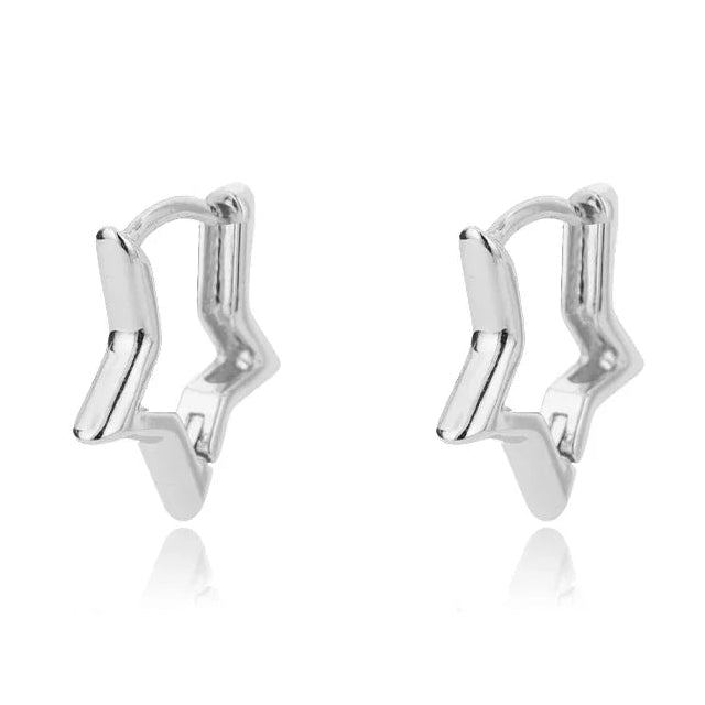 Geometriska stjärnformade creolörhängen i silver