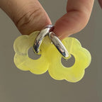 Boucles d'Oreilles Créoles Fleur en Résine