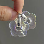 Boucles d'Oreilles Créoles Fleur en Résine