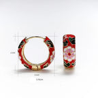 Boucles d'oreilles créoles fleurs de roses émaillées