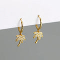 Boucles d'Oreilles Créoles Palmier avec Zircon or