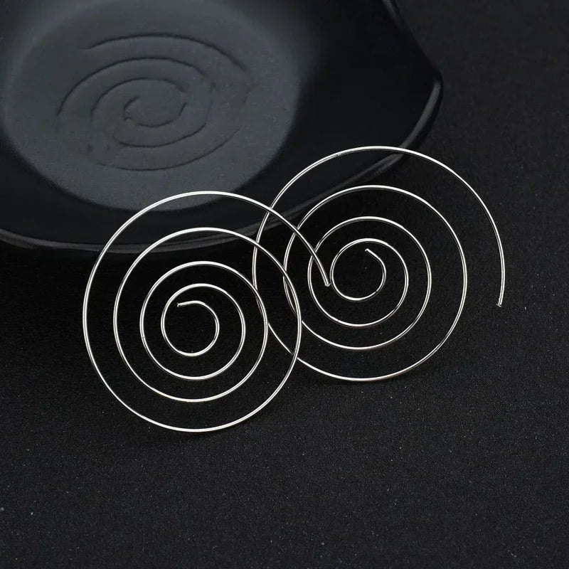 Damen Creolen Spiral Ohrringe Silber
