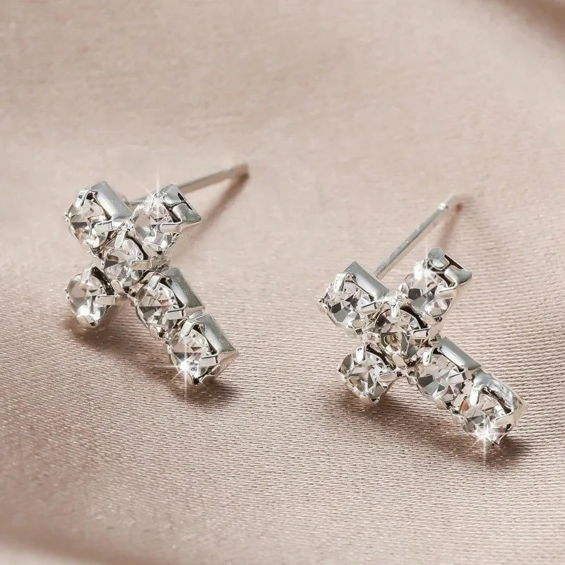 Pendientes de cruz con strass