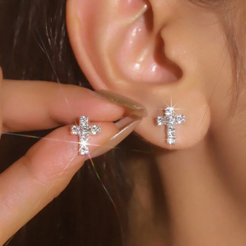 Pendientes de cruz con strass