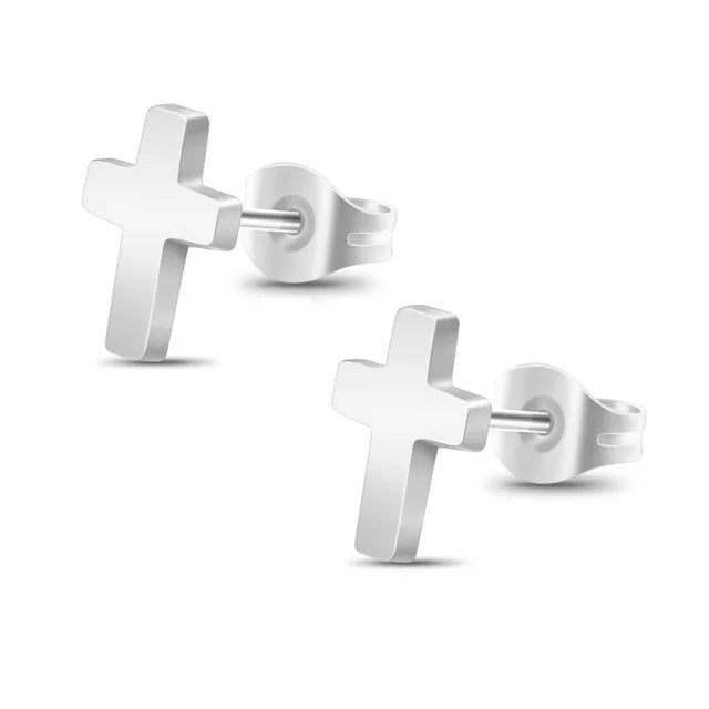 Boucles d'oreilles croix épaisse argent