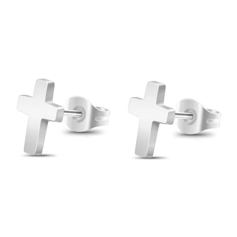Boucles d'oreilles croix épaisse argent