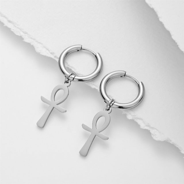 Orecchini Egiziani Croce Ankh Donna argento